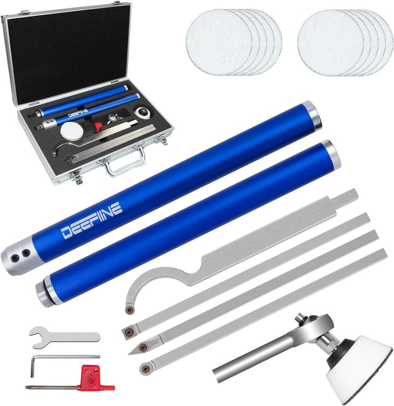 DEEFIINE Carbide Tip Wood Lathe Turning Tool set With Bowl sander, Lathe Roughing and Finishing Hollowing Tool Interchangeable Aluminum Alloy Handle with 4pcs Carbide Inserts For Woodturning - Image 1